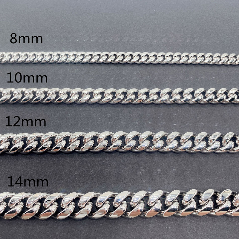 Unisex Moissanite Cuban Chain For Women Stainless Steel Gold Man Classic Moissanite Bracelet Cuban Chain Hip hop 8/10/12/14/18mm - view 3