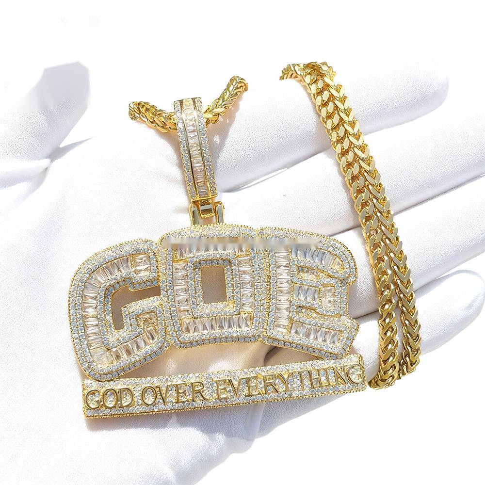 Hip-hop GOE Letter Pendant Copper Gold-plated Moissanite Hip-hop Trend Jewelry Boutique Creative Pendant Wholesale Men and Women - view 4