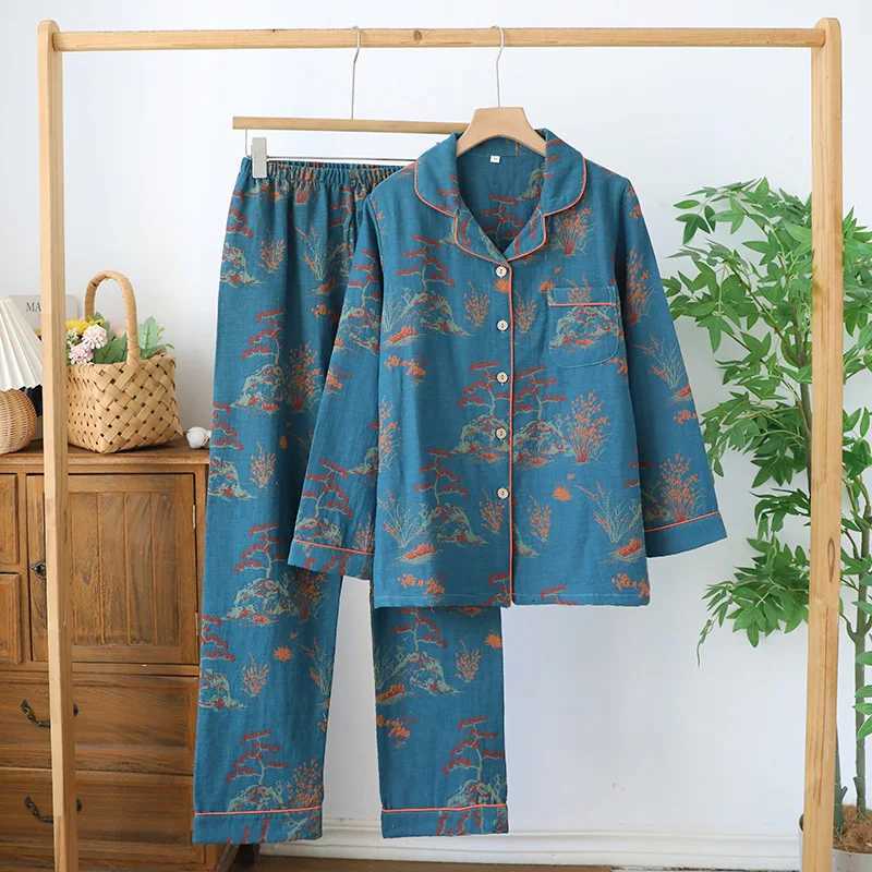 Women's Sleep Lounge 2026 New Spring And Autumn Women's Pajama Set 100% Cotton Retro Color Woven Home Clothes Long Sleeve Long Pants Two Pie - view 4