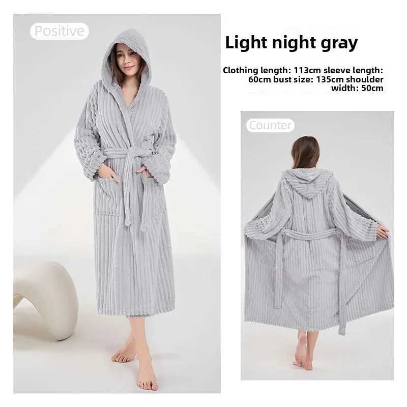 Sleep Lounge Women's Plus Size Warm Winter Women Hooded Bathrobe Candy Bar Coral Fleece Nightgown Absorbent Quick Drying Breathable Skin Friendly - view 4