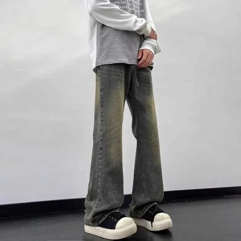 Men's Jeans 2026 New Distressed Gradient Wide-leg Jeans For Men Hip Hop Fashion Baggy Drape Denim Trousers Y2K Streetwear Straight Jean H260924