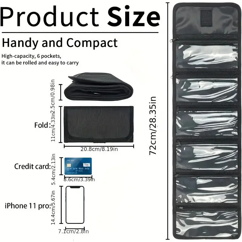 Cash Storage Box with 6 Zippered Pockets Cash Ticket Storage Box Envelope Wallet Money Bag 260924 - view 5