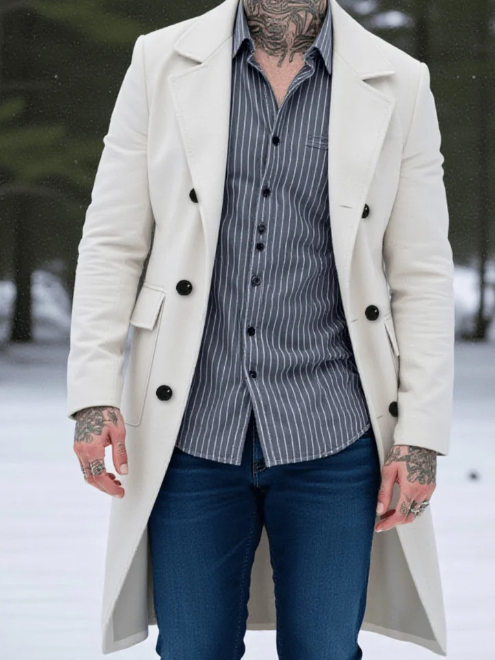 Double-Breasted Wool Overcoat Thickened Warm Lining for Autumn/Winter Windproof Business Casual Trench Coat Fashion Item 260923 - view 7
