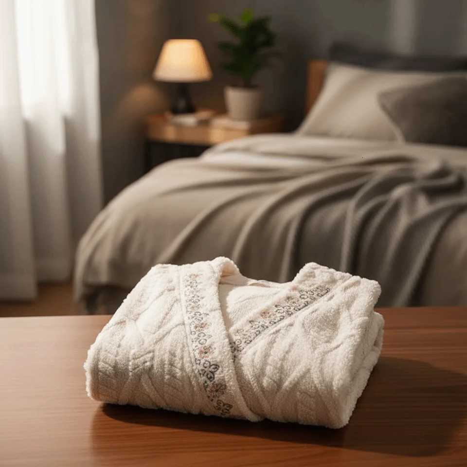 Lounge Women's Sleep Cute Flower Coral Fleece Sleepwear Plush Thick Warm Flannel Long Sleeves Night-robe Winter Sweet Pajamas Robe Women GiftsC26 - view 3