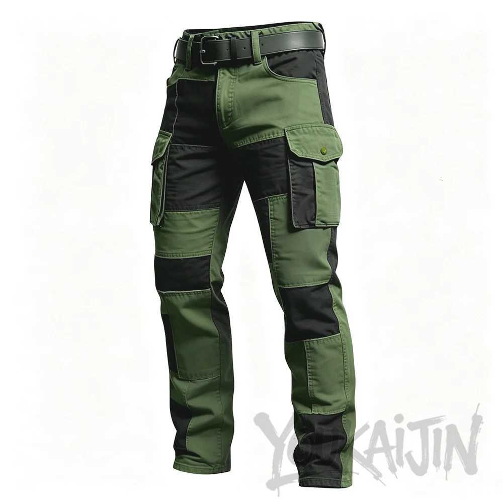 Men's Jeans Men Patchwork Cargo Pants Spring Autumn Cotton Multi-Pocket Straight Tactical Trousers Hip Hop Street Workwear Pants EU Size H260924 - view 6