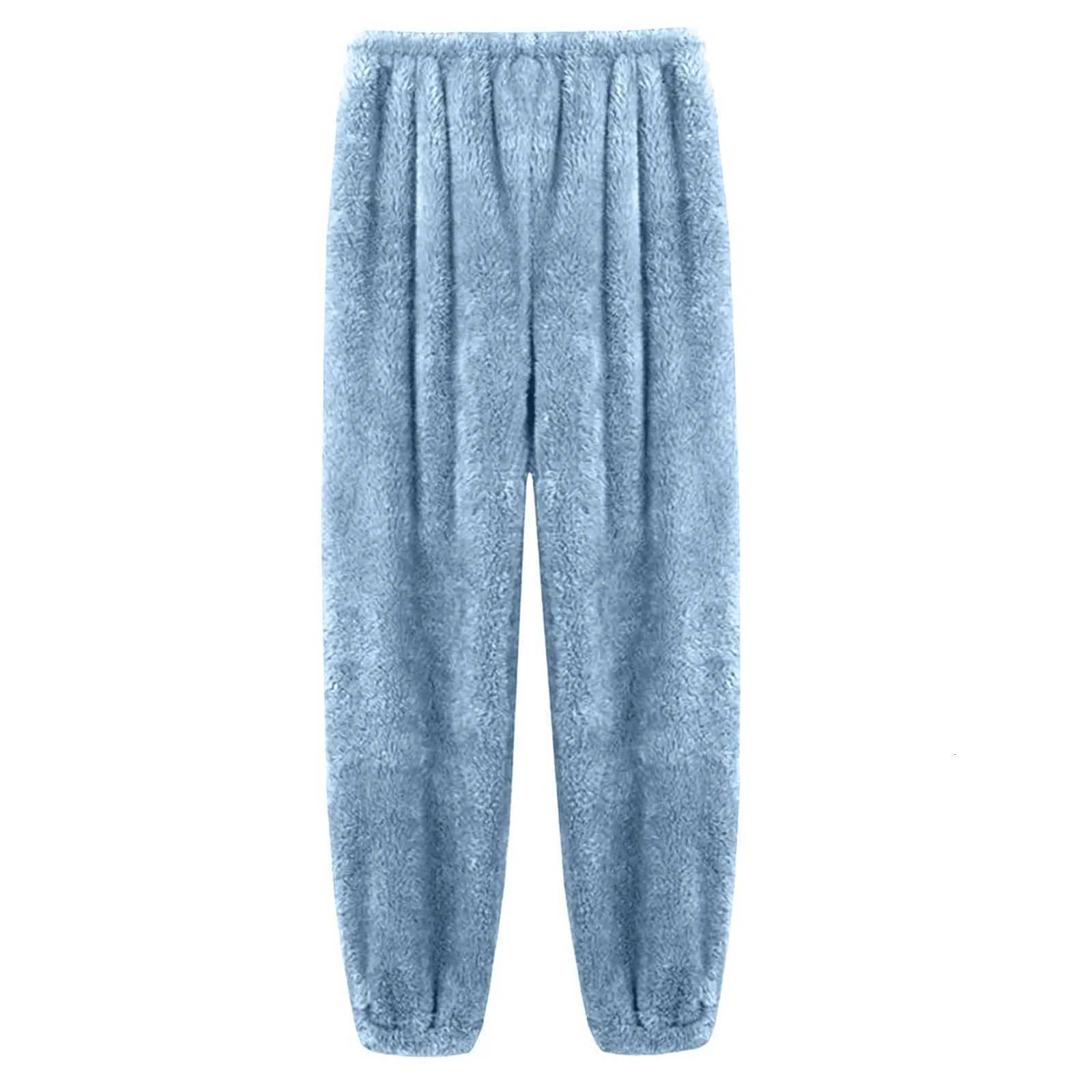 Women's Sleep Lounge Women's Simple Solid Color Plush Comfortable Tapered Pants Fashionable Fall and Winter Warm Casual Soft Pajama Trousers - view 3
