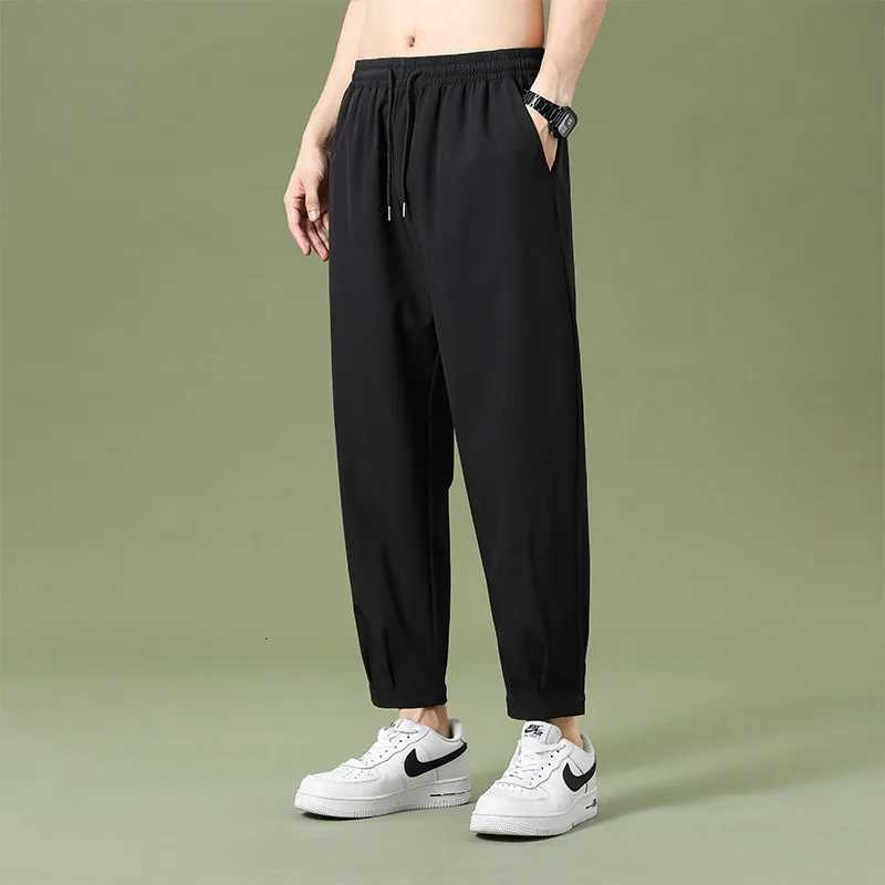 Men's Pants Men's dr1 Ice Silk Casual Pants Thin Loose Jogger Trousers Straight Ankle Length Sports Sweatpants D260924
