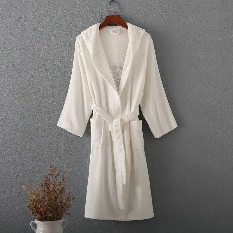 Sleep Lounge Women's Bathrobe Men Winter Cotton Towel Long Kimono Bathrobe Thick Warm Bath Robe male Dressing Gown Bridesmaid Robes Bride Wedding