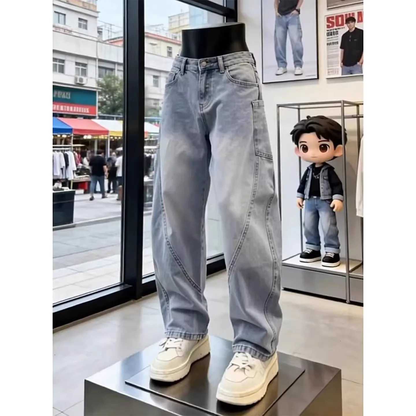 Men's Jeans Y2k New Baggy Jeans Men Women Hip Hop Harajuku Trousers Wide Leg Denim Pants Men's Jeans Streetwear Korean Oversized Cargo Pants - view 7