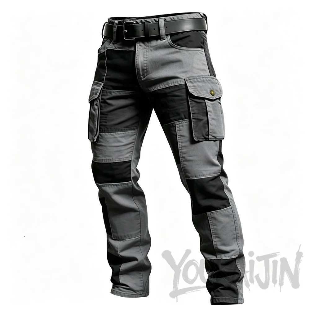 Men's Jeans Men Patchwork Cargo Pants Spring Autumn Cotton Multi-Pocket Straight Tactical Trousers Hip Hop Street Workwear Pants EU Size H260924 - view 4