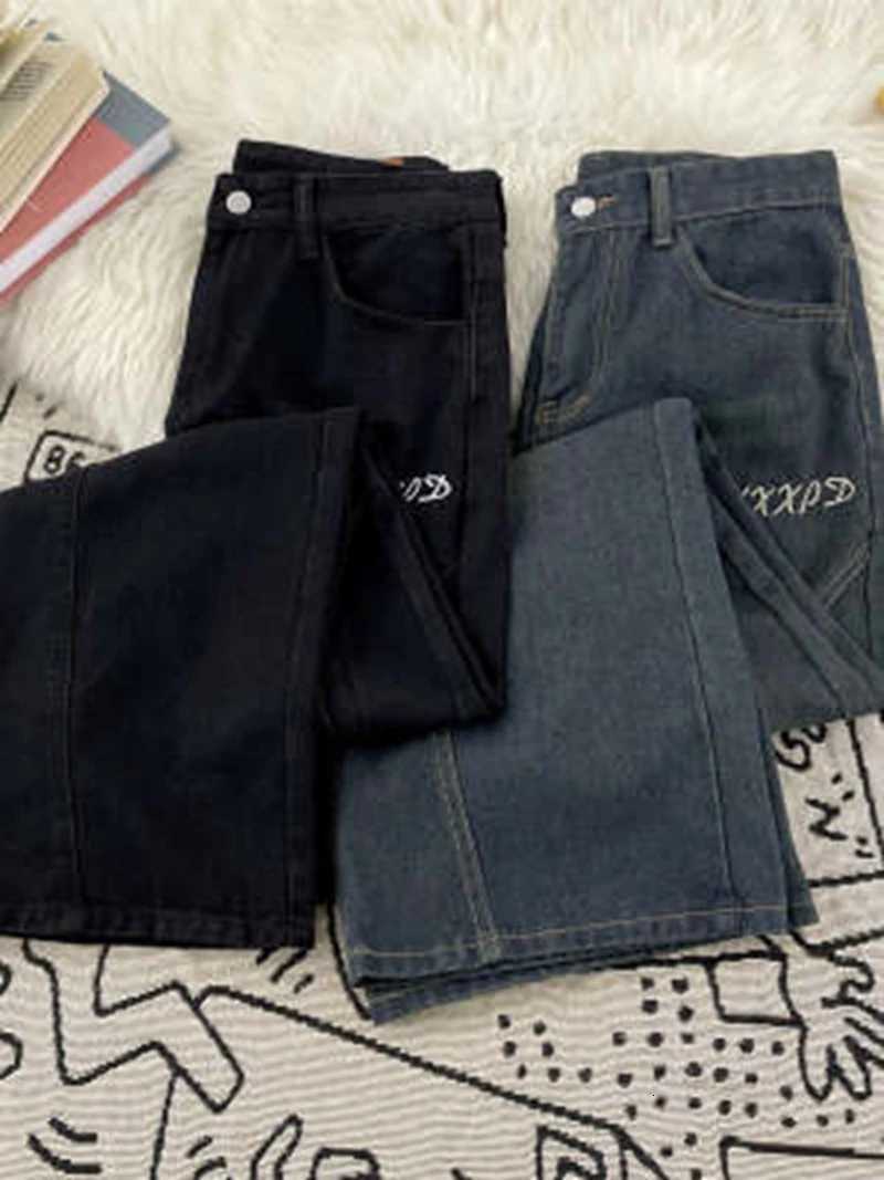 Men's Jeans Y2K Men Jeans Casual Patchwork Vintage Look Straight Cut Denim Pants Denim Cargo Man Pants Korean Men's Wide Leg Jeans H260924 - view 6
