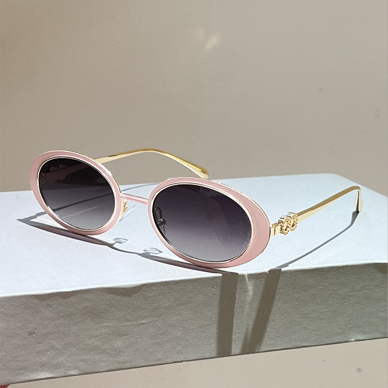 High-End Designer Sunglasses High-End Stylish Sunglasses Women, New Korean Version, Oval Small Frame Metal Sunglasses, Unique Street Style Glasses For - view 3