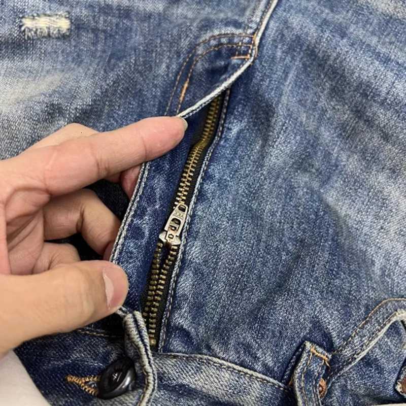 Men's Jeans Autumn Men's High Street Fashion Baggy Curved Denim Pants American Casual Retro Ripped Y2K Jeans Straight-leg Blue Jean H260924 - view 3