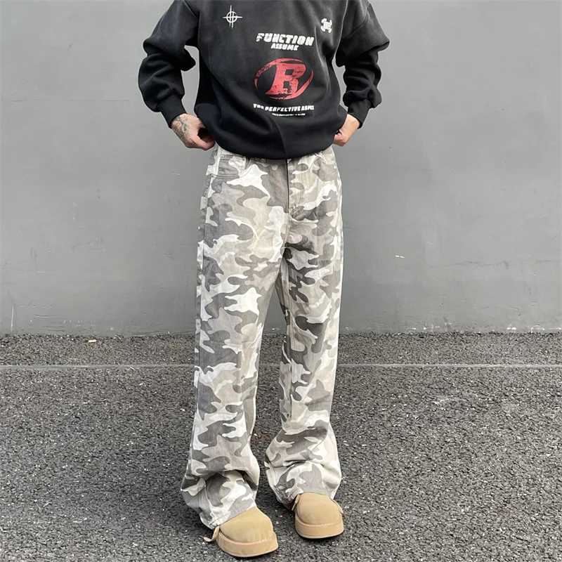 Men's Jeans New Casual Cleanfit Straight Flared Jean For Men Y2K Streetwear Camouflage Baggy Jeans Hip Hop Fashion Distressed Denim Pants H260924 - view 6