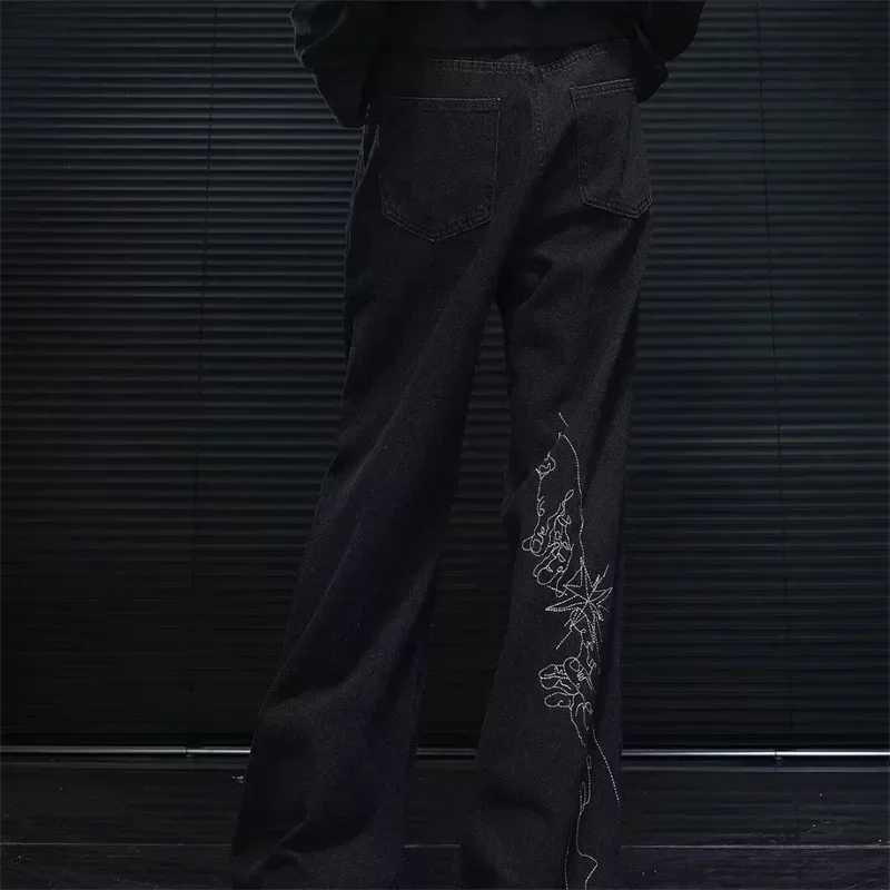 Men's Jeans 2026 New Goth Vintage Embroidered Baggy Jeans For Men Punk Hip Hop Harajuku Denim Pants Y2K Streetwear Straight Wide Leg Jean H260924 - view 6
