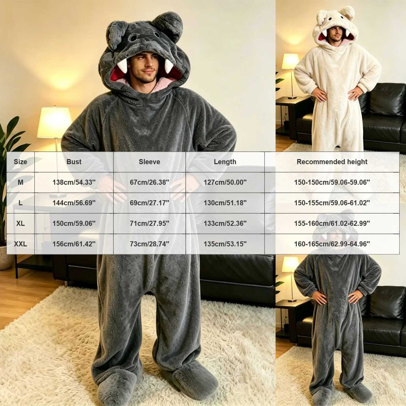 Lounge Women's Sleep Halloween Onesies Pajamas Jumpsuit Men Women Funny Animal Cosplay Costume Flannel Fleece Hooded Pijamas Winter Warm Loungewe - view 7