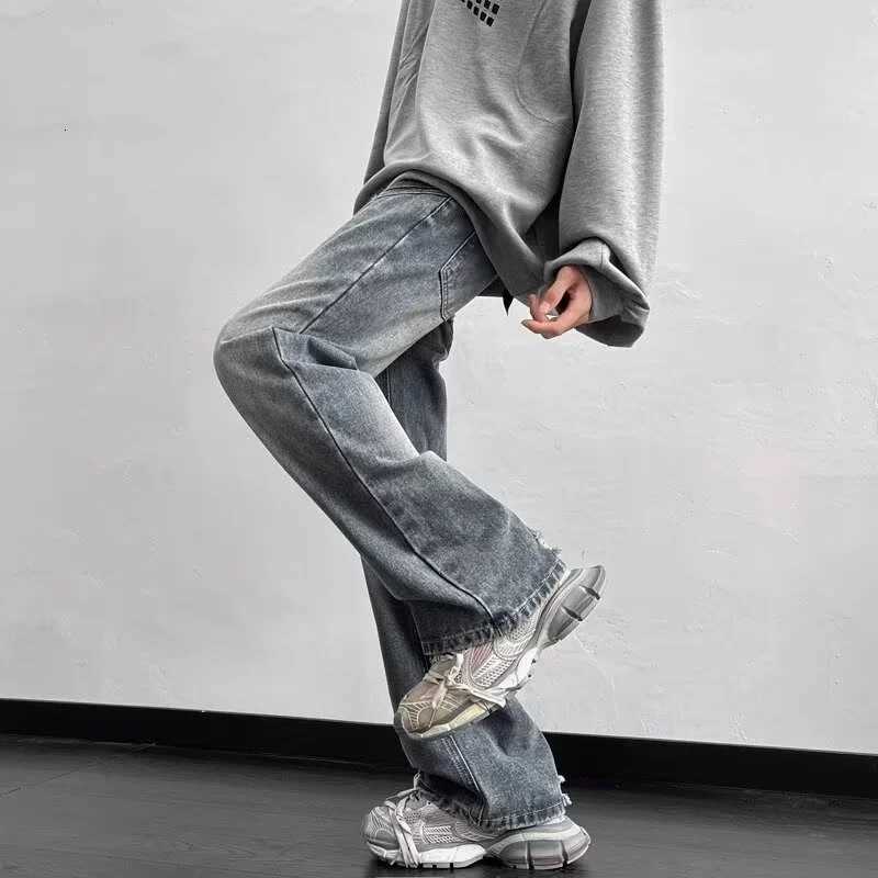 Men's Jeans 2026 New Distressed Gradient Wide-leg Jeans For Men Hip Hop Fashion Baggy Drape Denim Trousers Y2K Streetwear Straight Jean H260924 - view 6