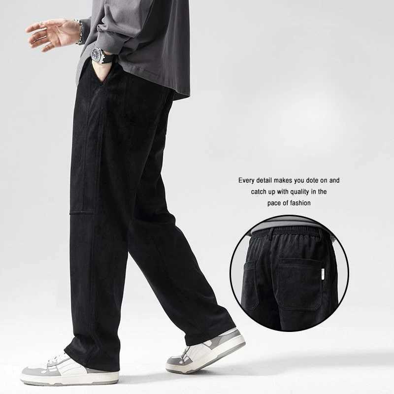 Men's Pants Men's Autumn Winter Corduroy Casual Y2K Pants Chenille Thick Stretch Business Trousers Mid-rise Brand Winter Thermal Baggy Pants