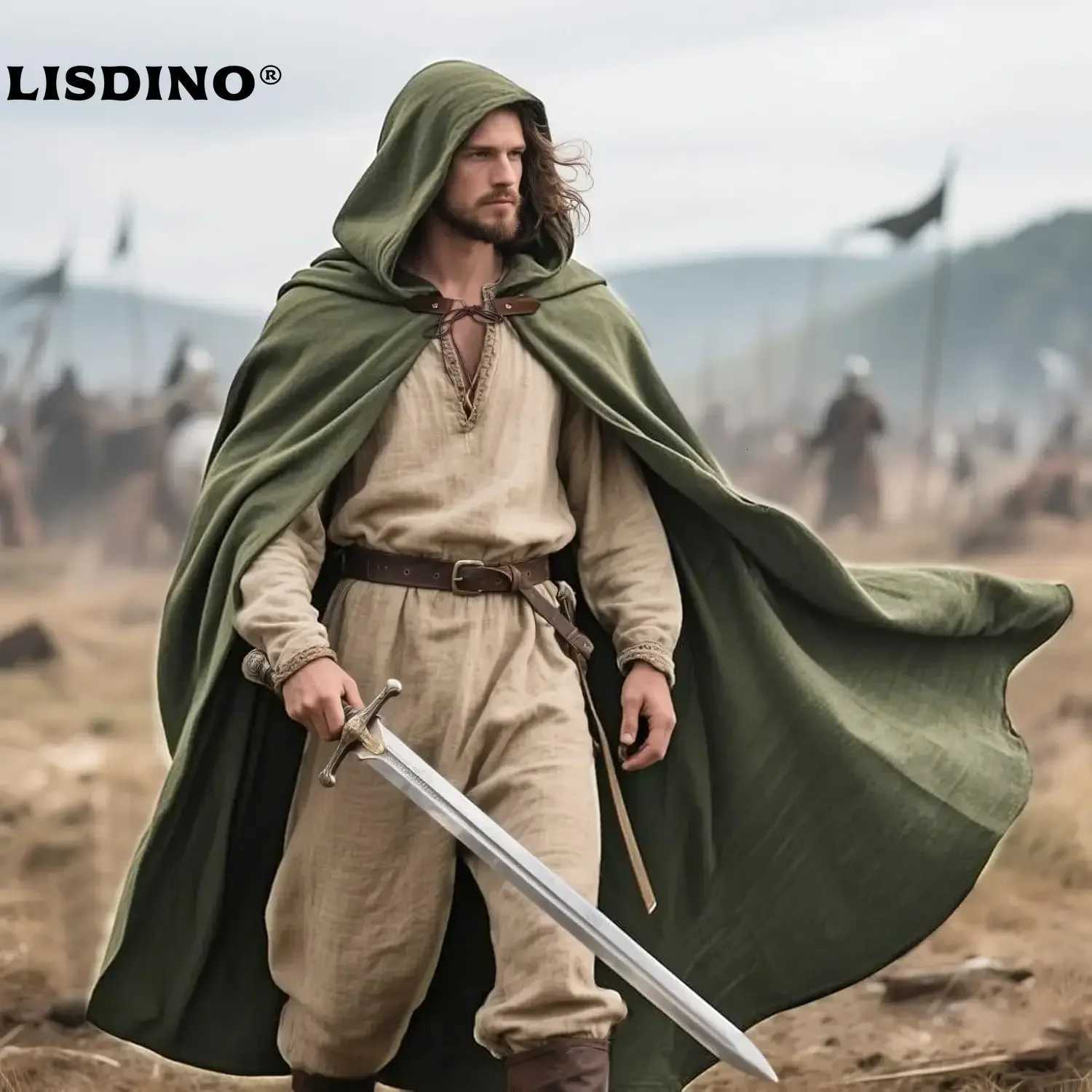 Sleep Lounge Women's LisdinoL'VOW Medieval Hooded Cloak Linen Renaissance Cape With Hood - Halloween Hobbit Cosplay Witch Wizard LARPC260924 - view 4