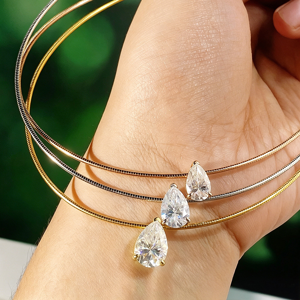 3/4/5CT Waterdrop Moissanite Pendants Necklace 925 Sterling Silver Collar Chain Pear Cut Solitaire Diamond Choker Women Jewelry - view 4