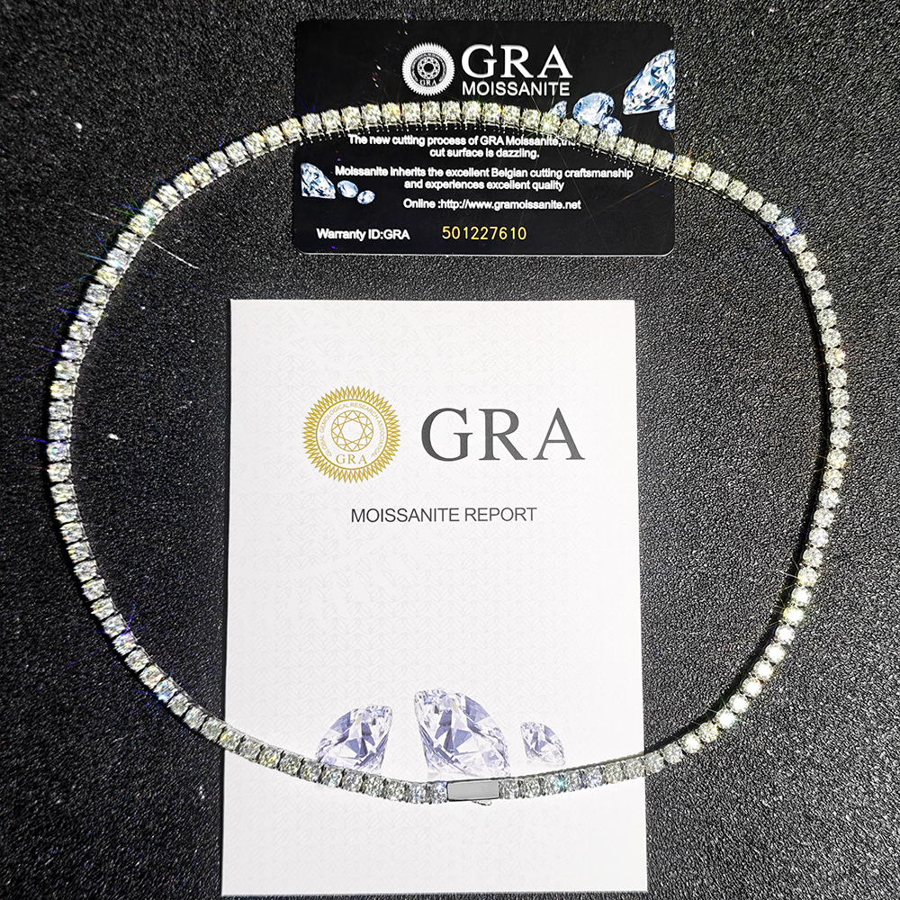 FLEXKING Stainless Steel VVS1 Moissanite Tennis Chain 3/4/5mm Iced Out Lab Moissanite Necklace Bracelet Hip Hop Party Jewelry - view 3
