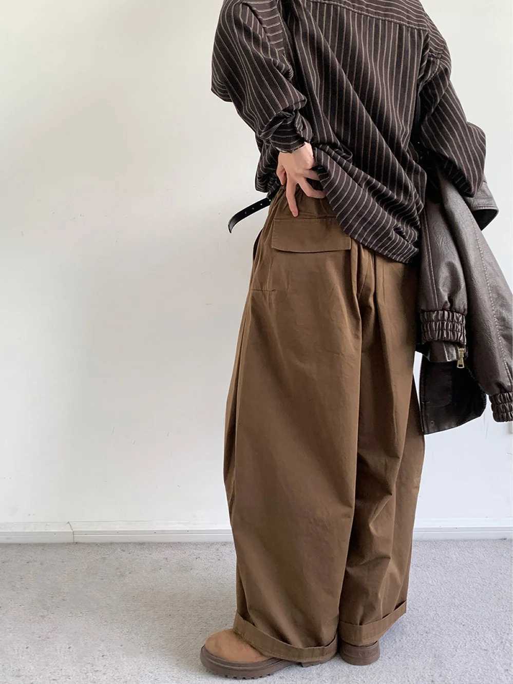 Men's Pants Japanese Style High Waist Wide Leg Pants Men's Autumn Winter Drapey Straight Cut Loose Casual Long Trousers Vintage D260924 - view 4