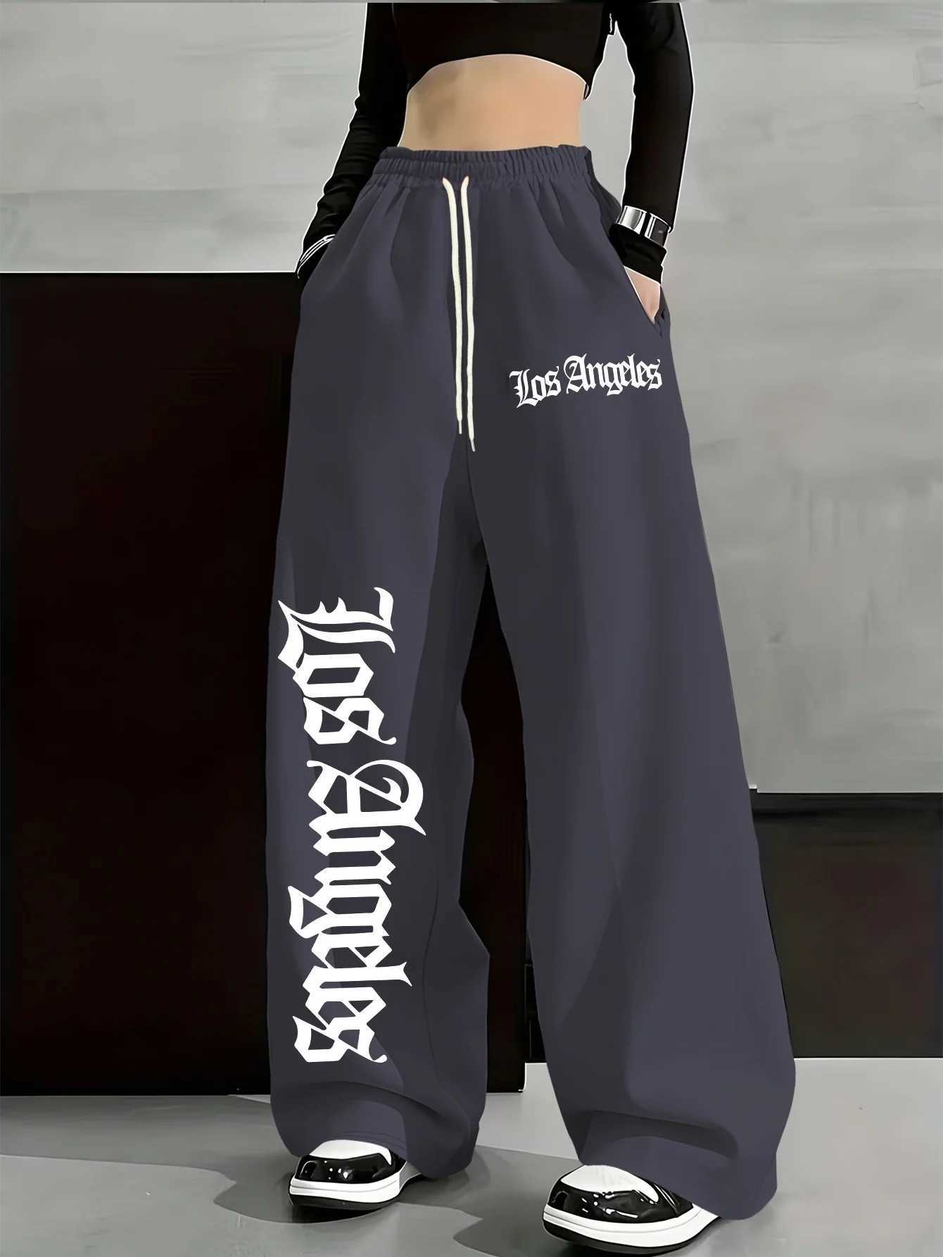 Men's Pants Women'ss Letter Print Jogger Pants Casual Loose Fit dr1 Waist Black White Spring Summer Perfect Fit D260924 - view 3