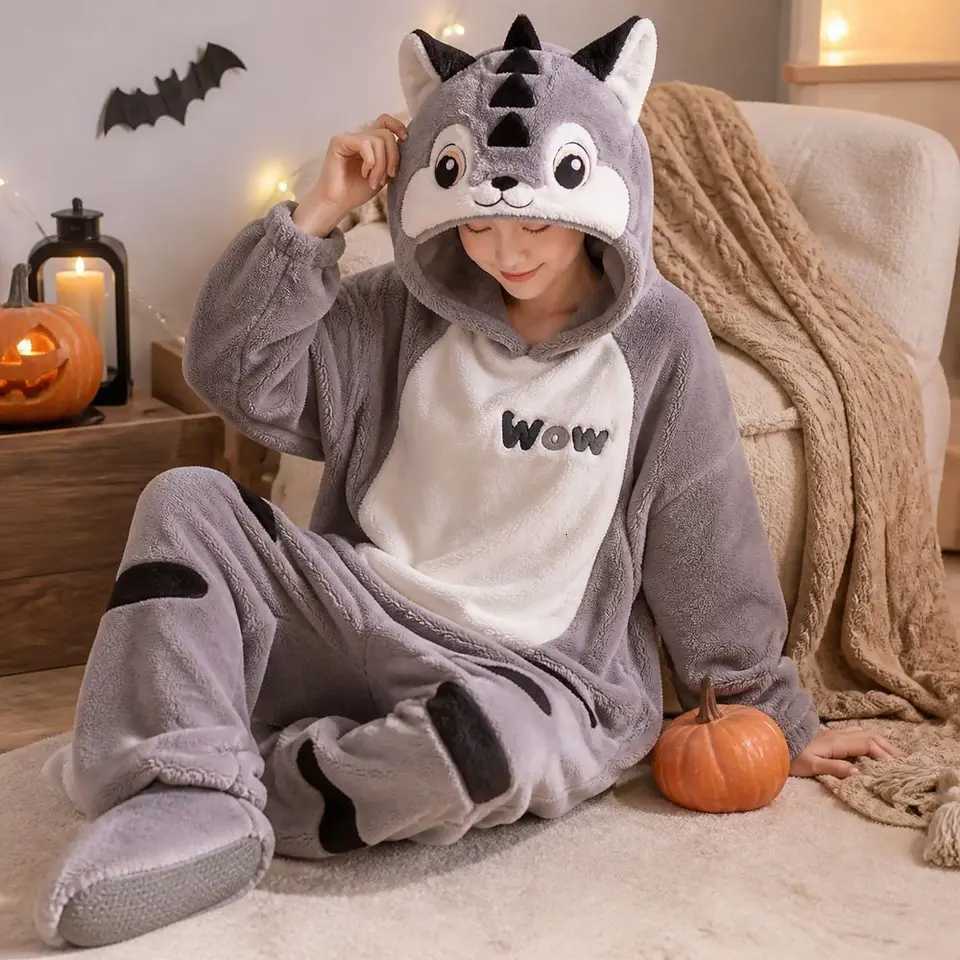 Lounge Women's Sleep Coral Fleece Pig Onesie Pajamas 3D Ears Design Hooded Style Lounger Robe Oversized Fit Warm Adult Wearable BlanketC260924 - view 3