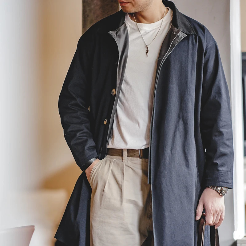 Maden Workwear Men's Autumn American Casual Contrast Windbreaker Heavyweight Loose Mid length Thin Coat 260923 - view 7