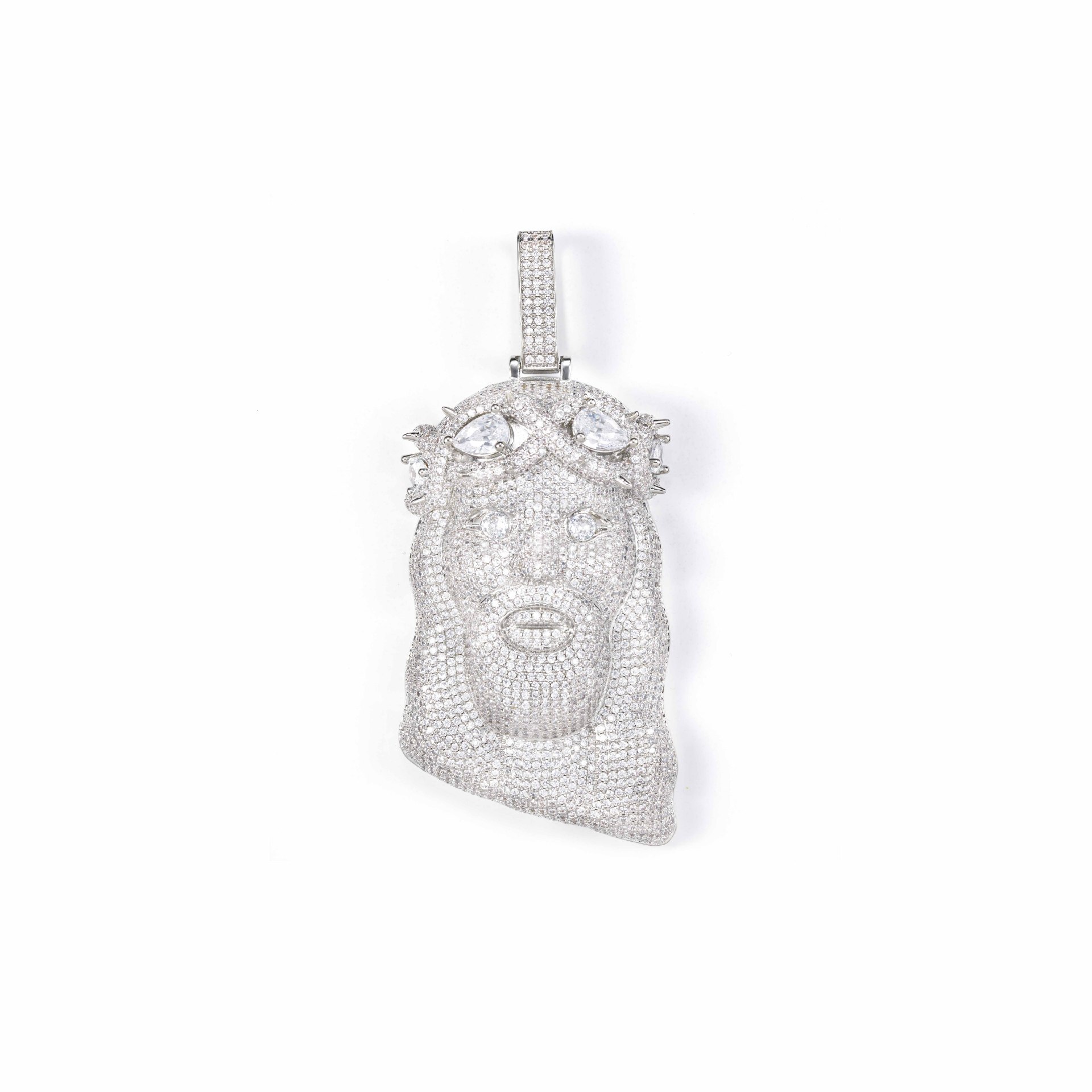 Personalized Hip Hop Jewelry 3 Colors Available Solid Back Bling Moissanite Iced Out Moissanite Spike Head Pendant Necklace for Men - view 7