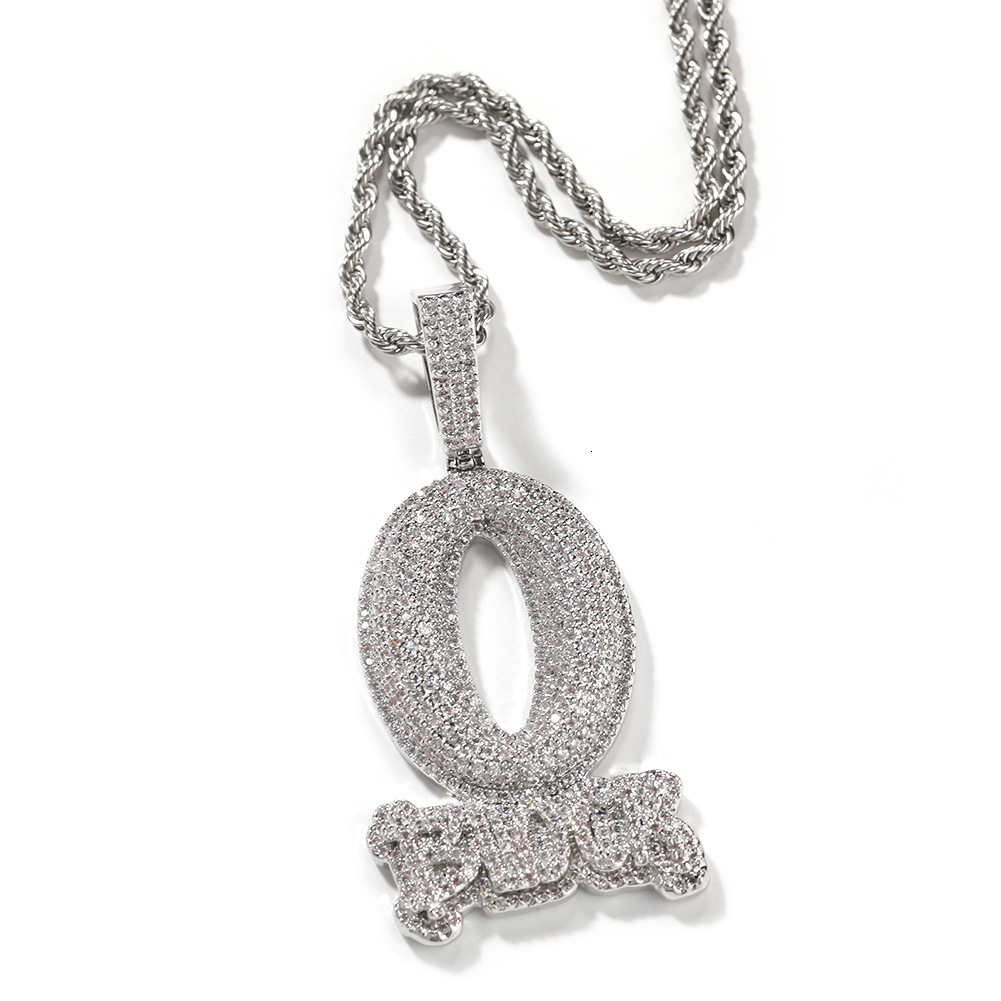 Hip Hop Rapper Jewelry Iced Out Letter Pendant Necklace Fully Lab O BLOCK Gold Silver Plated Charm Pendant for Men Women - view 3