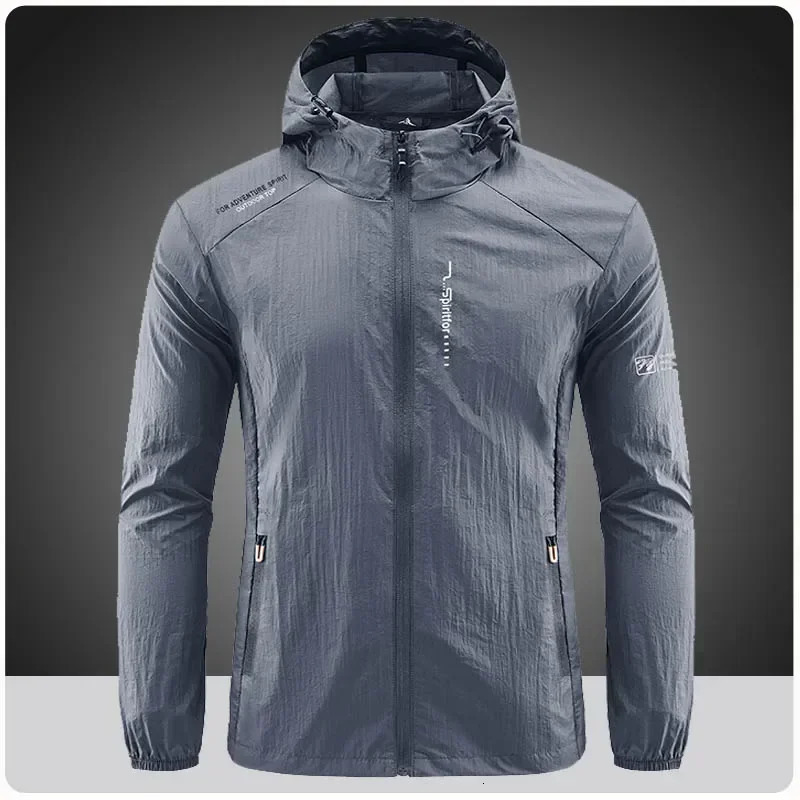 UPF50 Summer Outdoor Quick Dry SunProtective Thin Jacket Men Hiking Fishing Cycling Hooded Gym Sport Ultra Light Windbreaker 260924