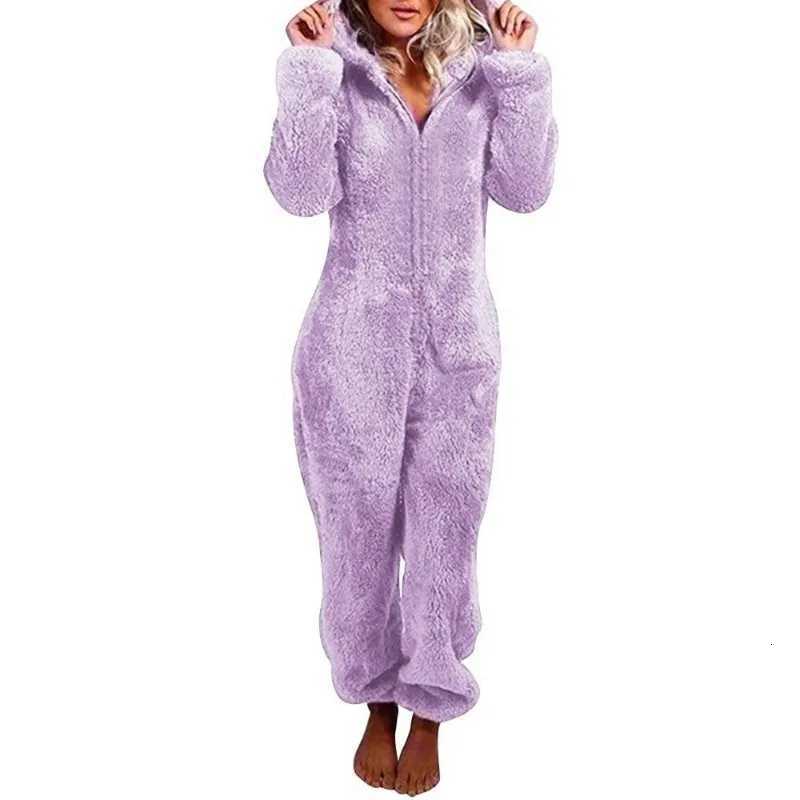 Women's Sleep Lounge Women's Clothing Onesie Autumn/Winter Plush Jumpsuit Hooded Pajamas Large Size Warm Sleepwear for Winter Nightwear H260 - view 5