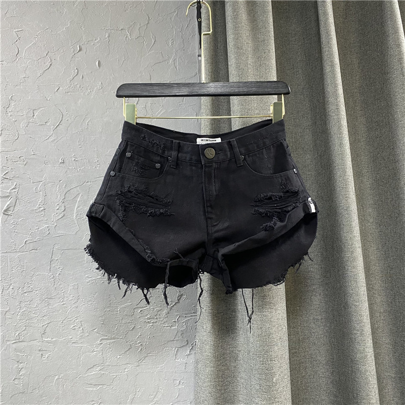 Sexy Low-waisted Denim Shorts 2026 New Summer Hole A Wide-leg Pants Ripped Jeans for Women - view 3
