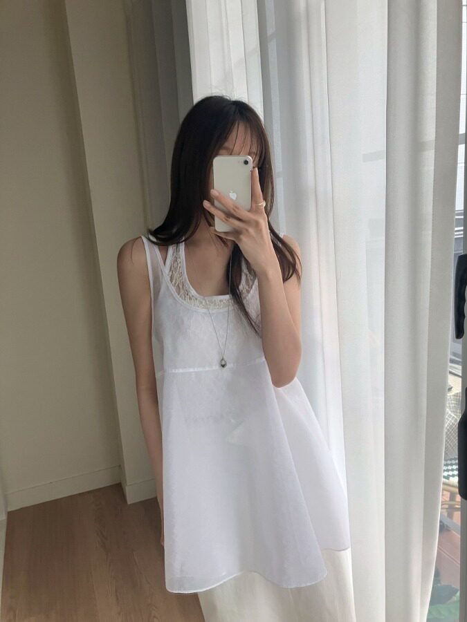 Korean Style Summer New Gentle Pure Color Mesh Layered Wearable Women's Vest Dress Short Skirt Soft Medium Thickness - view 5