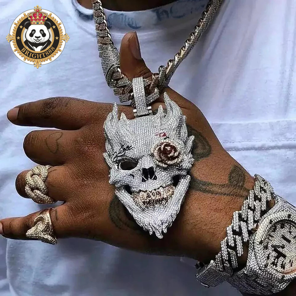 Skull Pendant Necklace for Men Hip Hop Jewelry Ready Stock Wholesale