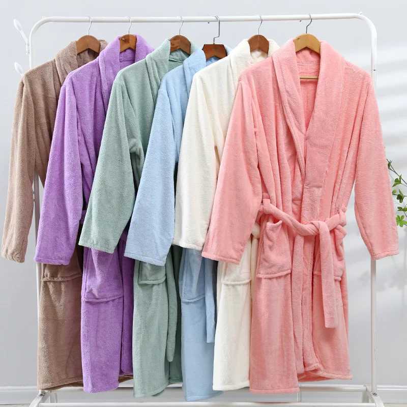 Lounge Women's Sleep Coral Fleece Bathrobe Couple Long Sleeve Robe Thickened Soft Absorbent Home Pajamas Couple StyleC260924 - view 3