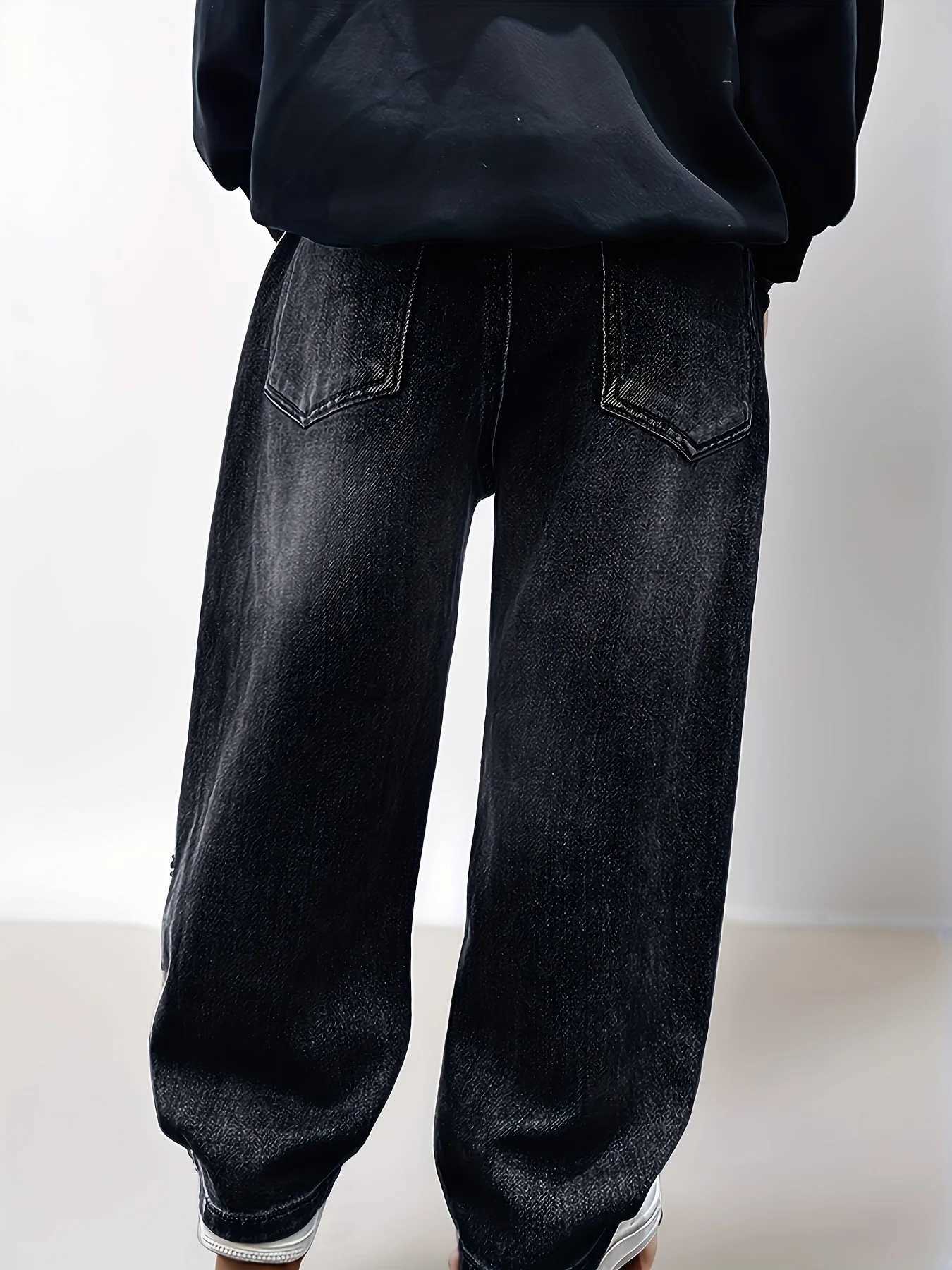 Men's Jeans Jeans All-Season Loose Trendy Jeans Street Casual Hip-Hop Pants FESTival-Style Pants. Full Elastic Waistband H260924 - view 4