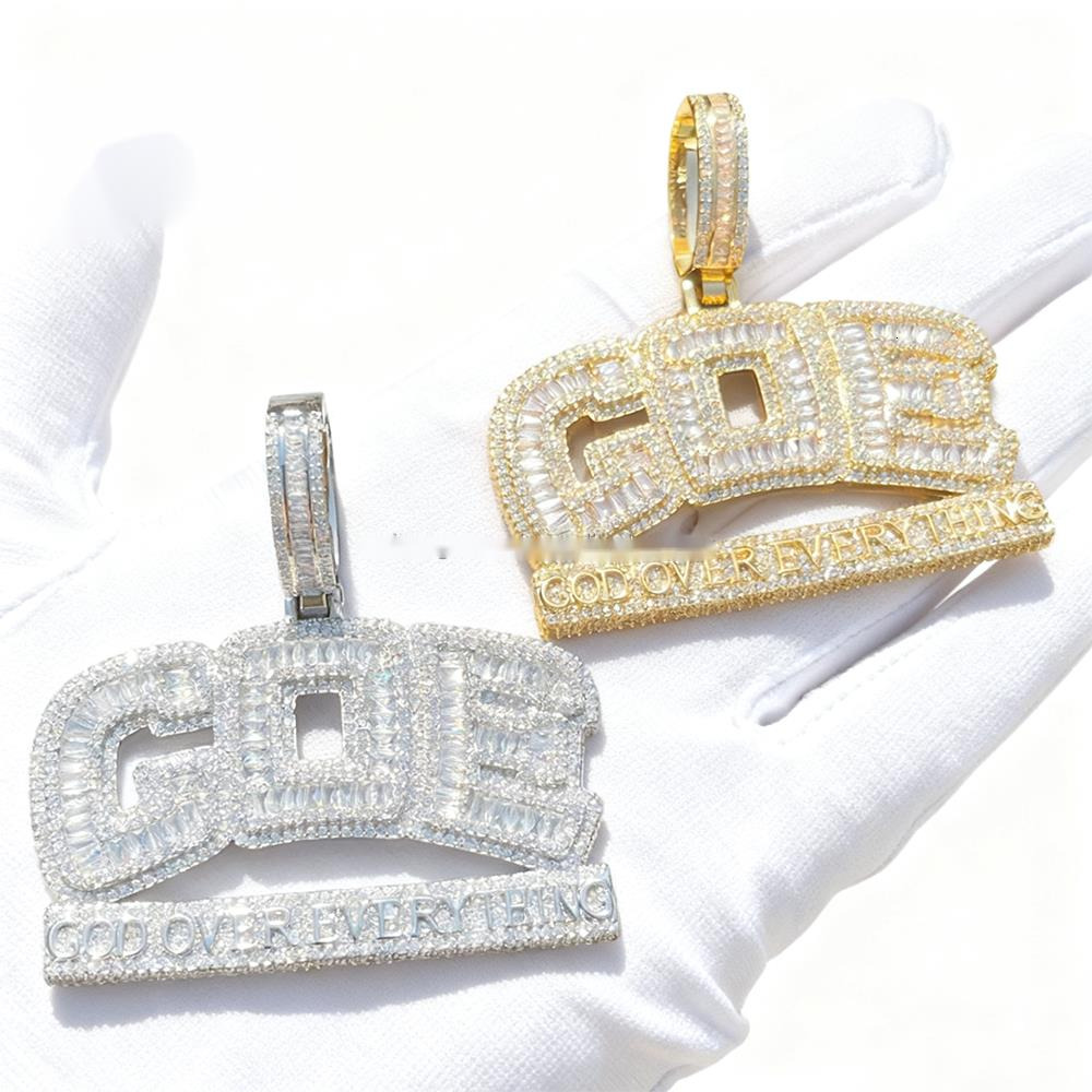 Hip-hop GOE Letter Pendant Copper Gold-plated Moissanite Hip-hop Trend Jewelry Boutique Creative Pendant Wholesale Men and Women - view 3