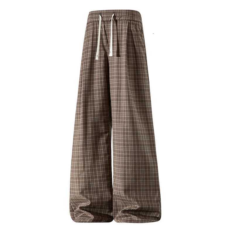 Men's Pants Casual Plaid Pants Men Elastic Waist Summer Thin Straight Leg Full Length Trousers Street Outdoor Sportpants D260924 - view 5