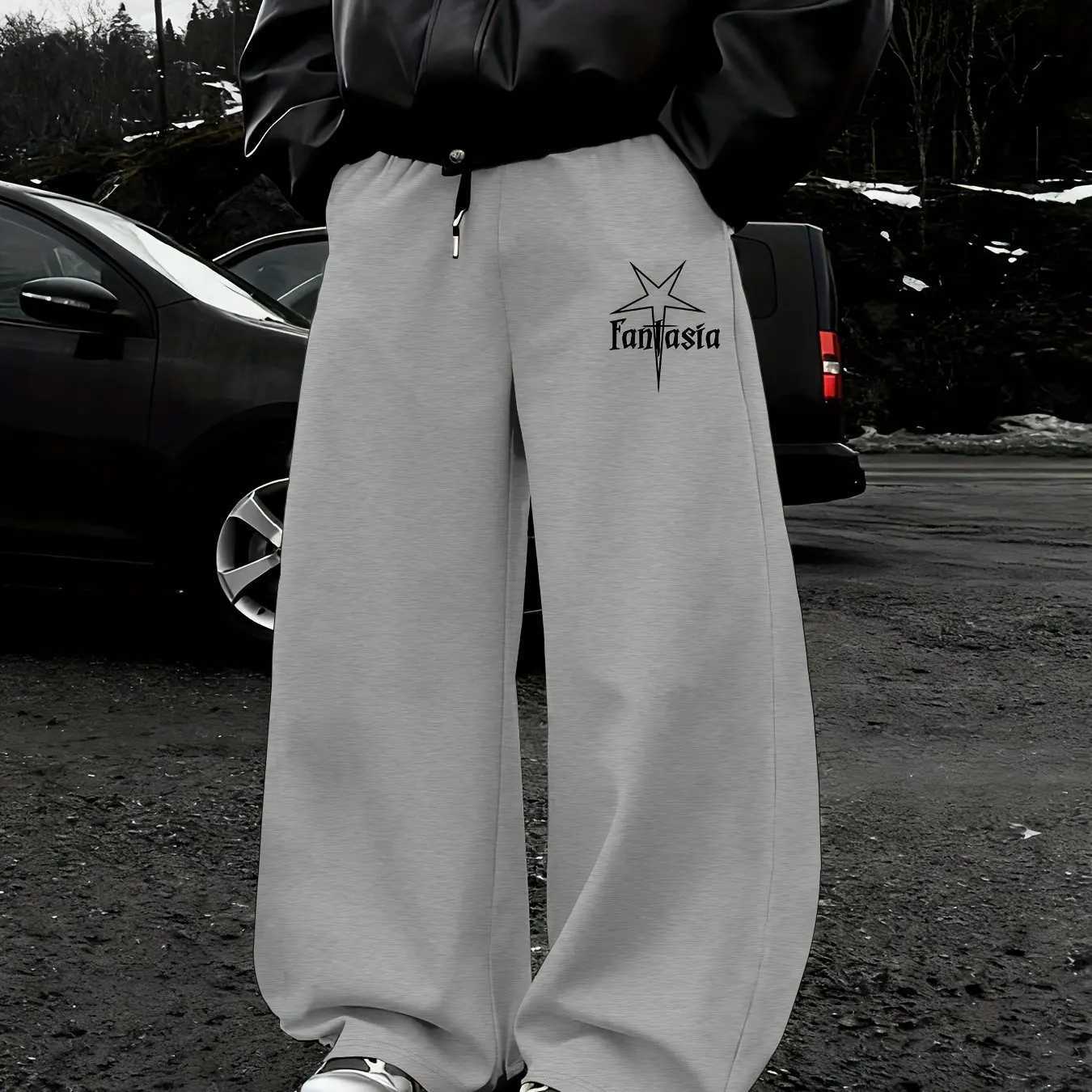 Men's Pants Men's Autumn/Winter Star Print Straight-Leg Sweatpants Casual Stylish and Versatile Suitable for Sports and Daily Wear D260924