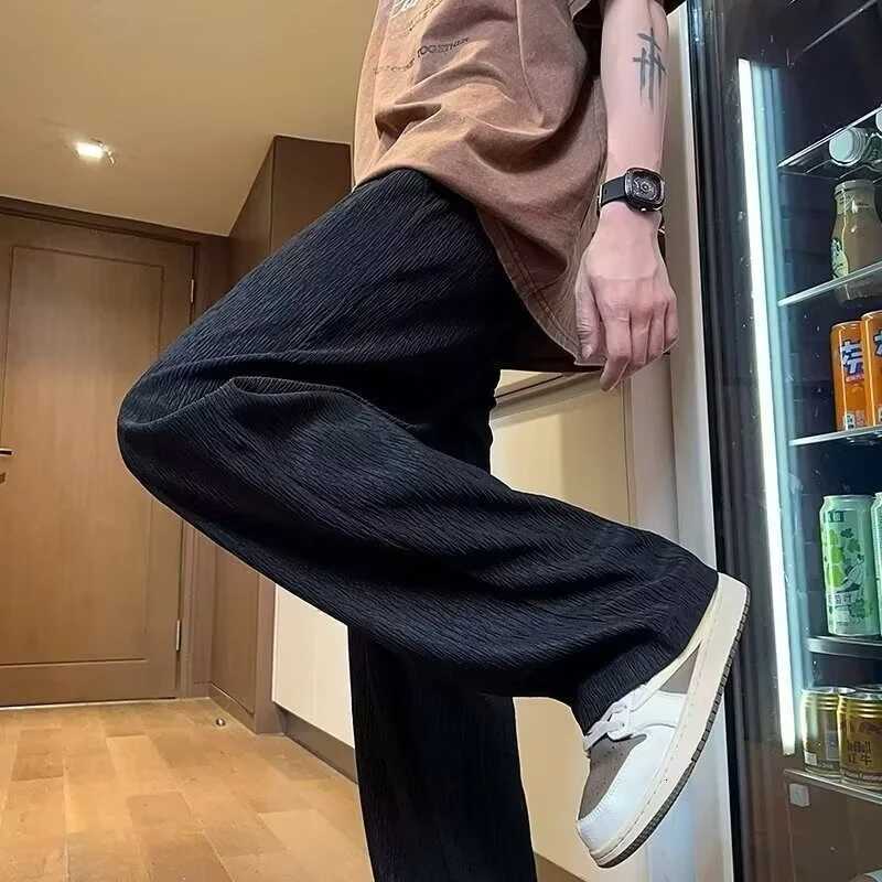 Men's Jeans 2026 New Men's Texture Draped Ice Silk Pants Casual Straight-Leg Drawstring Baggy Sweatpants Y2K Vintage Streetwear Trousers H26 - view 3