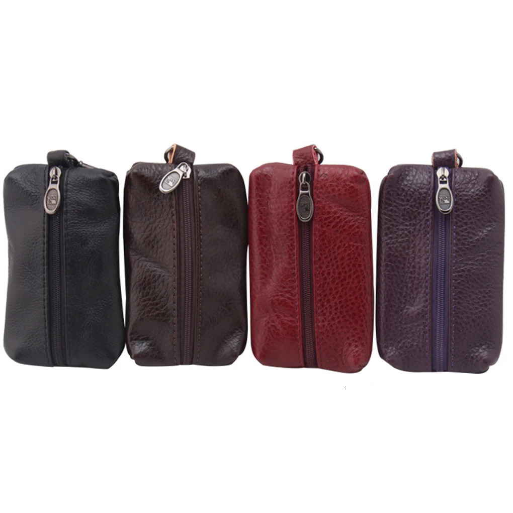 Men Car Key Case Leather Wallets Coin Purse Soft Zipper Bag Keychain Cover For Money Pocket Thin Wallets Ring Pouch Card Purse 260924