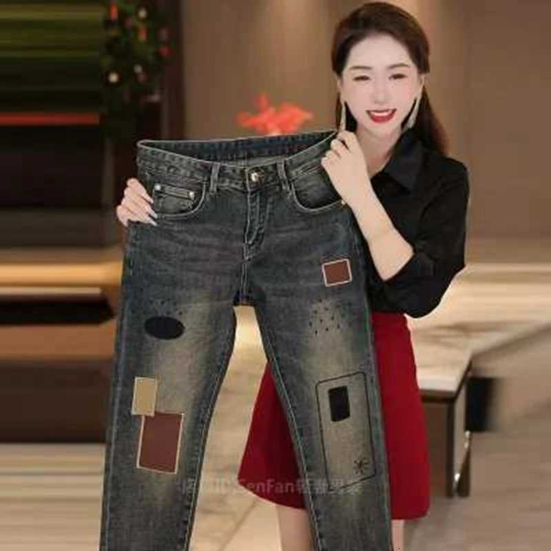 Men's Jeans Vintage Washed Slim Straight Jeans Men Ripped Distressed Heavy Denim Patched Pants Stretch Trendy Streetwear Trousers Male H260924