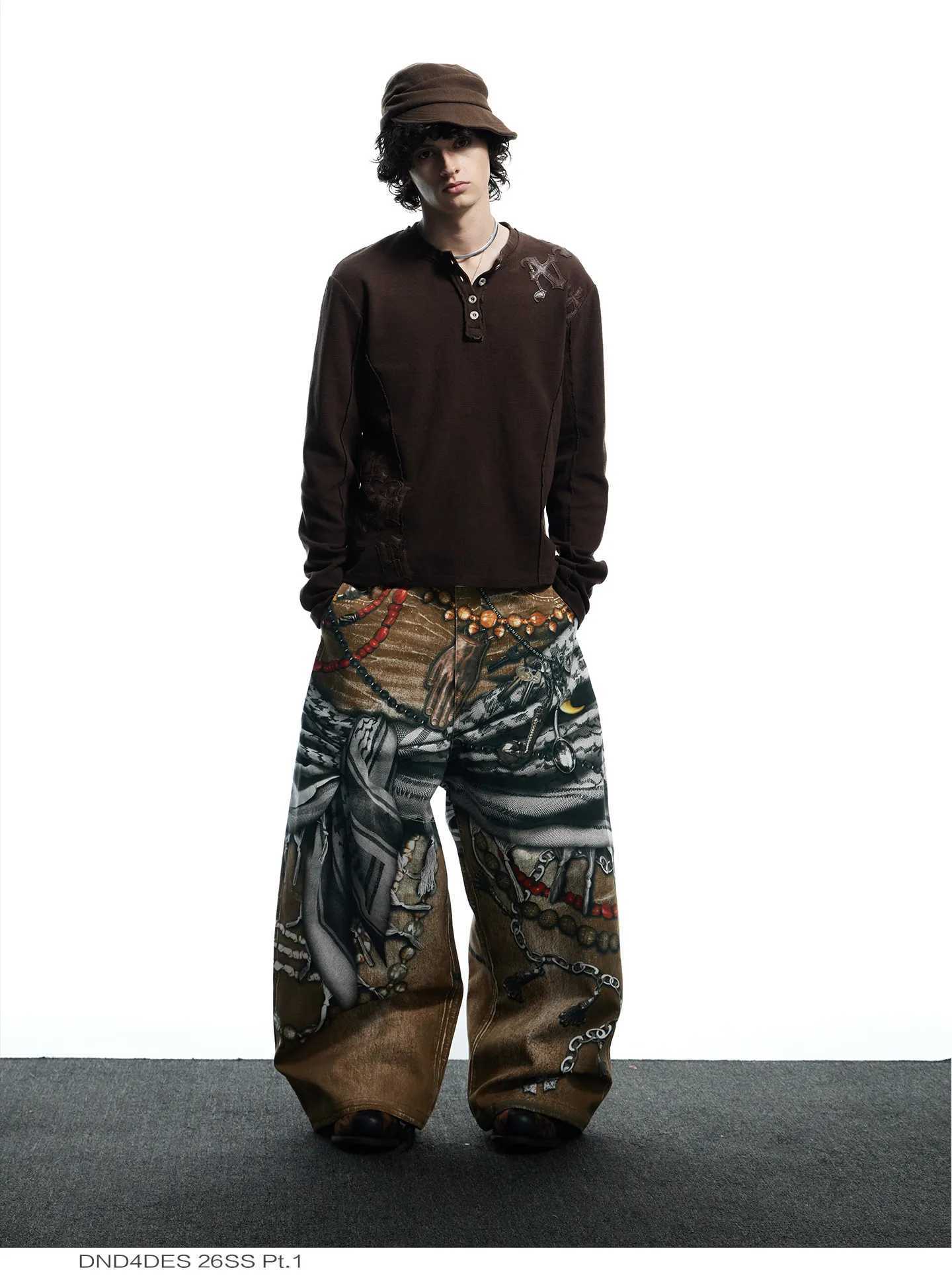 Men's Jeans Men Jeans Y2k Gyaru Punk Oversize 3D Print Denim Pants Vintage Hiphop Grunge Baggy Denim Trousers Alternative Clothes H260924 - view 6