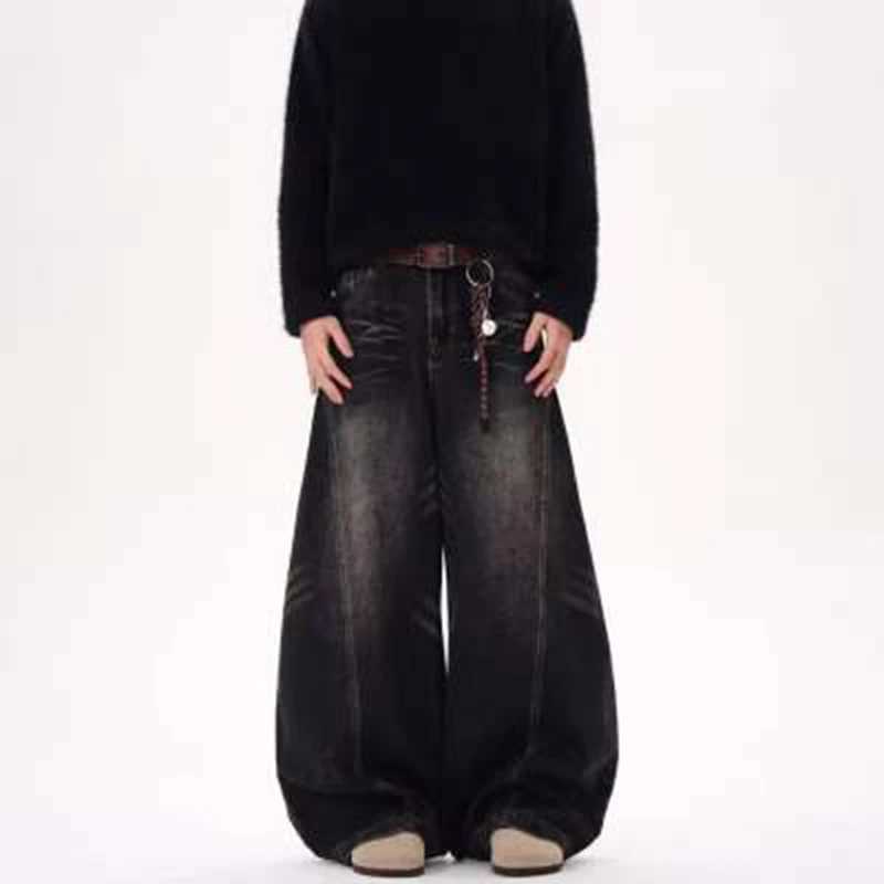 Men's Jeans 2026 Vintage Black Washed Baggy Jeans Pants Men Wide leg Curved Blade Pants Streetwear Cowboy Casual Denim Straight Trousers H260924 - view 5