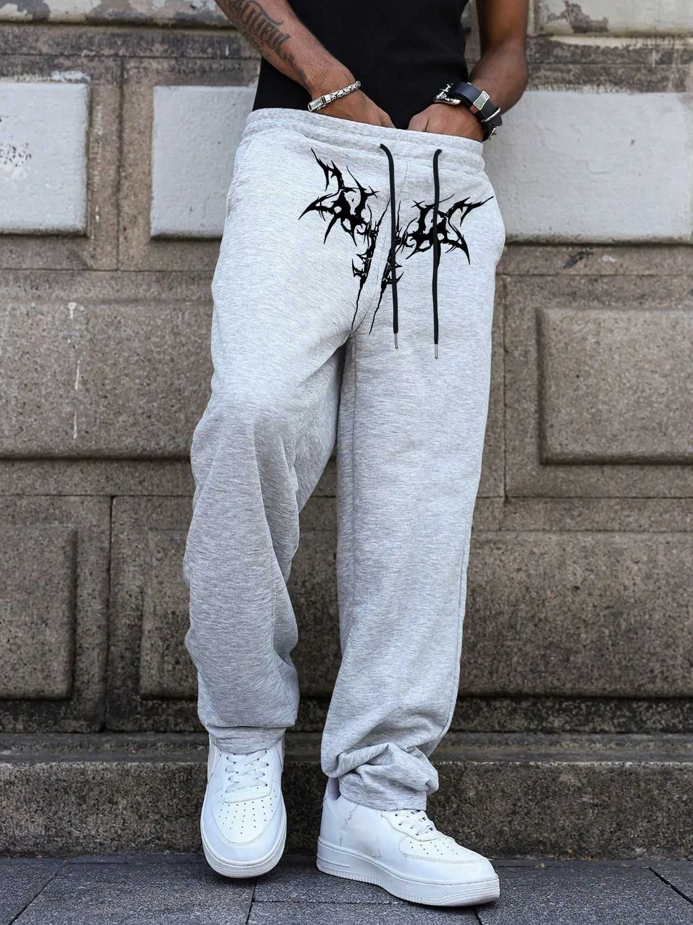 Men's Pants Men's Dark Letter Print Straight Sweatpants Hip Hop Streetwear Casual Trousers S-3XL D260924 - view 6