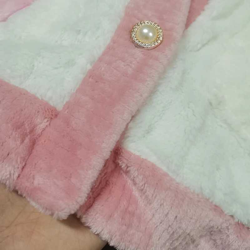Lounge Women's Sleep Thickened Warm Pink Peach Coral Velvet Pajamas 2PCS Set Winter Ladies Cardigan Nightwear Homewear Sweet Sleepwear Loungewear - view 4