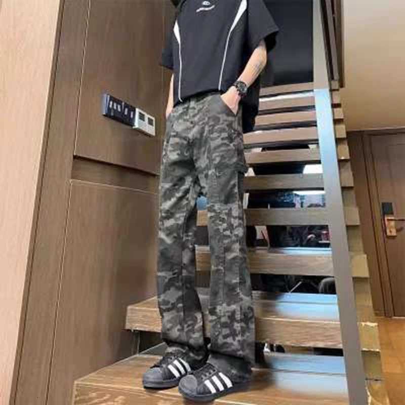 Men's Jeans American High Street Retro Waed Camouflage Men's Jeans Spring Autumn Trendy Hiphop Casual Flared Workwear Straight Leg Pants H26 - view 7