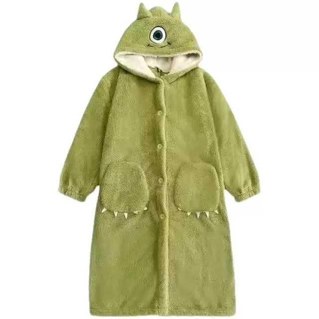Lounge Women's Sleep Adult Monster Costume Womens Flannel Robes Cartoon Cosplay Hooded Long Nightgown Warm Sleepwear Plush Fleece Couple Nightdre - view 7